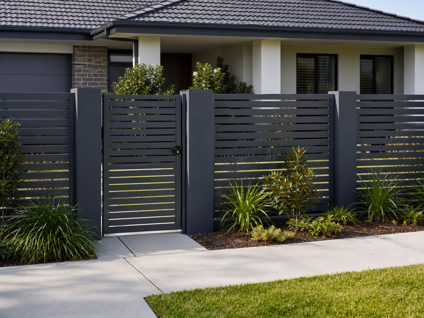 Modern exterior fencing and boundary detail