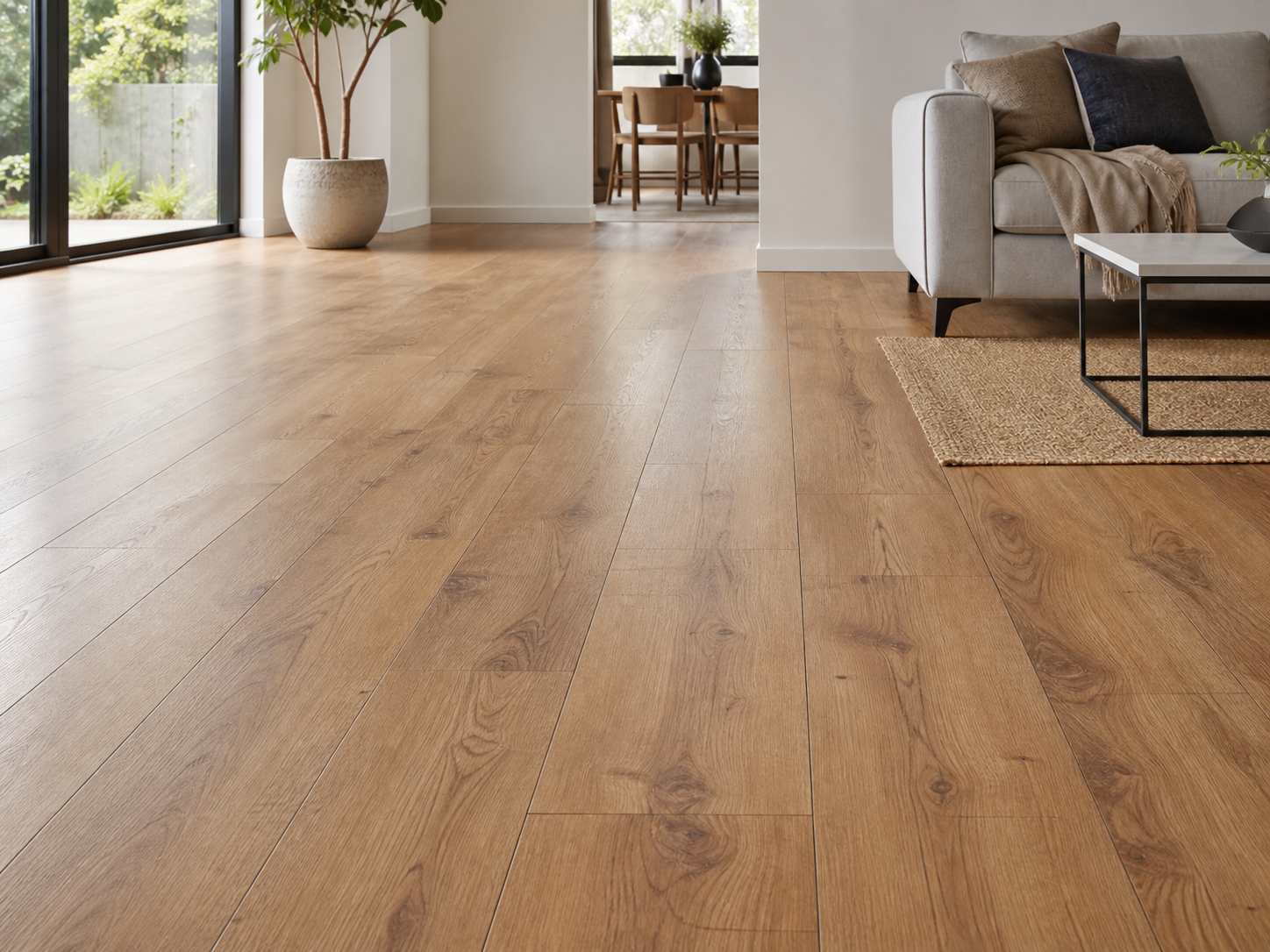 Timber-look flooring in a modern living area